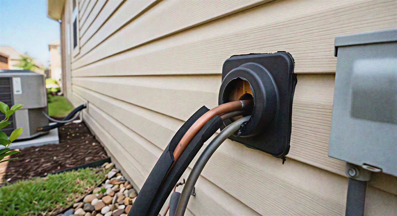 AC wire opening exterior — Texas Shield Pest Control